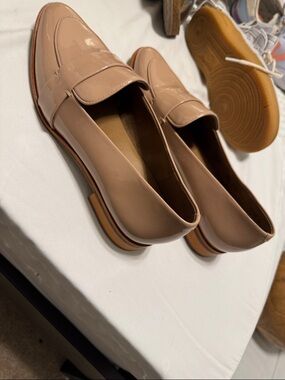AEROSOLES Patent Nude Loafers with Penny Strap